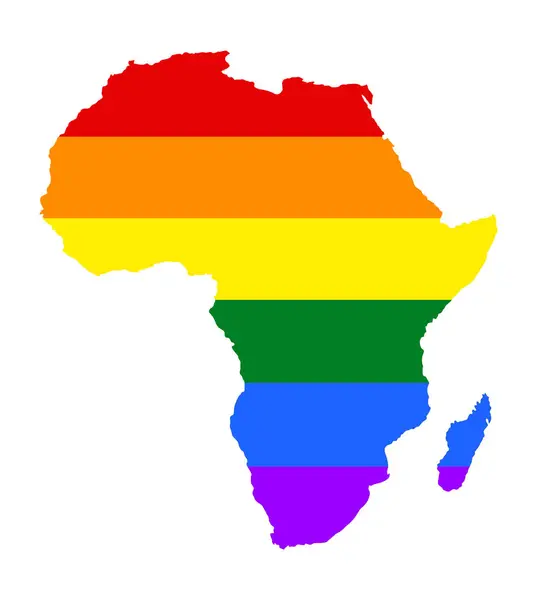 Africa Pride Gay Map Silhouette Vector Illustration Rainbow Flag Colors — Stock Vector