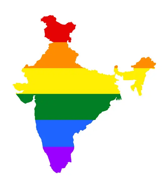 India Pride Gay Map Vector Illustration Rainbow Flag Colors Gay — Stock Vector