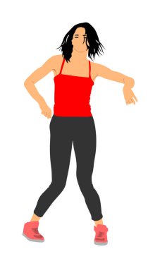 Beyaz arka planda izole edilmiş modern parti dansçısı kentsel kız vektör çizimi. Kadın bale sanatçısı. Seksi hip hop kadını. Mola zamanı, ponpon kız dansçısı. Spor Destek Etkinliği.