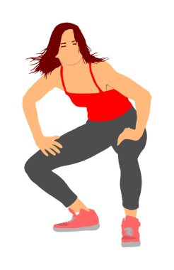 Beyaz arka planda izole edilmiş modern parti dansçısı kentsel kız vektör çizimi. Kadın bale sanatçısı. Seksi hip hop kadını. Mola zamanı, ponpon kız dansçısı. Spor Destek Etkinliği.