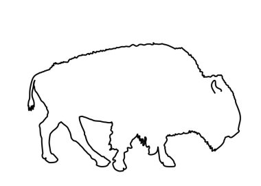 Bizon çizgisi, beyaz arkaplanda izole edilmiş vektör silüeti çizimi. Bufalo erkek portresi, Amerika 'nın sembolü. Güçlü hayvan, Hint kültürü..