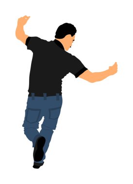 Beyaz arka planda izole edilmiş bir Yunan Evzone dans vektörü. Geleneksel halk dansı. Dansçı adam vektör çizimi. Geleneksel Balkan Yunanistan folklor kolosu. Sirtaki, şurup. Düğün dansı seremonisi.