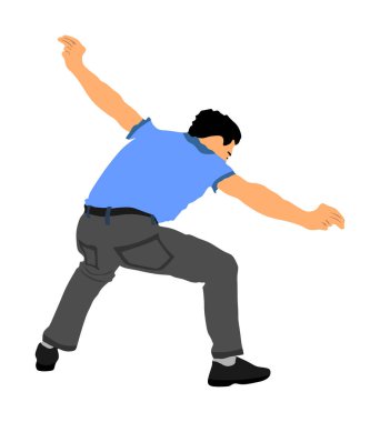 Beyaz arka planda izole edilmiş bir Yunan Evzone dans vektörü. Geleneksel halk dansı. Dansçı adam vektör çizimi. Geleneksel Balkan Yunanistan folklor kolosu. Sirtaki, şurup. Düğün dansı seremonisi.