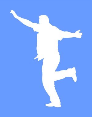 Dansçı adam beyaz arka planda izole bir şekilde hasapiko vektör silueti oynuyor. Yunan Evzone dansı. Geleneksel halk dansı. Geleneksel Balkan Yunanistan folkloru. Sirtaki, şurup. Düğün dansı..