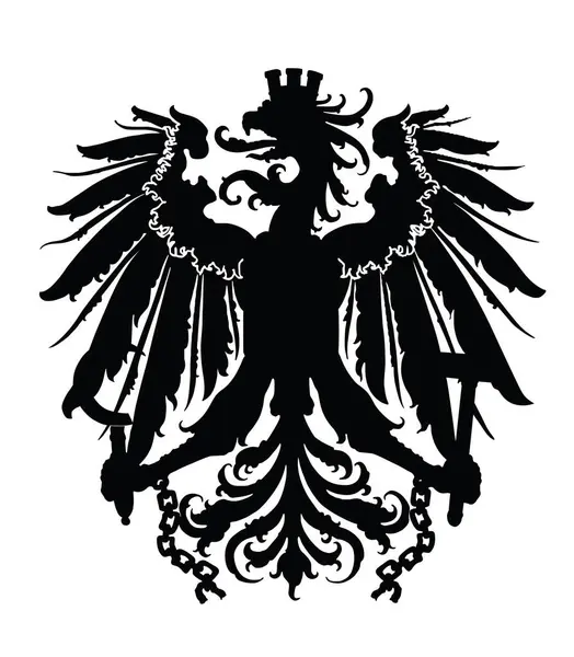 Avusturya 'dan Heraldry Eagle arması arması siluet çizimi beyaz arka planda izole edildi. Avusturya ulusal sembolü, bayrağın amblemi. Kanatlarını aç kartal şekilli gölge.