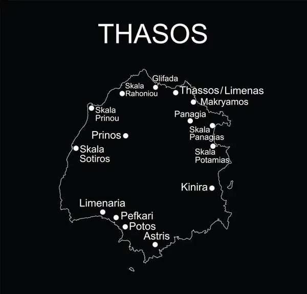 Ilha Grega Thasos Mapa Vetor Linha Contorno Silhueta Ilustração Isolada —  Vetores de Stock