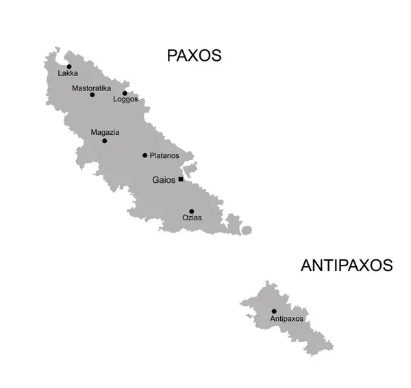 Die Griechischen Ionischen Inseln Paxos Karte Und Antipaxos Karte Vektorsilhouette lizenzfreie Stockvektoren