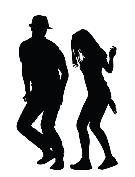 Party Tänzer Paar Verliebter Silhouette Urbaner Junge Und Mädchen Vektorillustration lizenzfreie Stockillustrationen