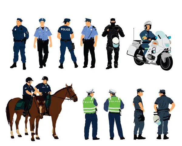 Ufficiale Polizia Servizio Vettoriale Illustrazione Isolato Poliziotto Uniforme Pattuglia Membro Illustrazione Stock