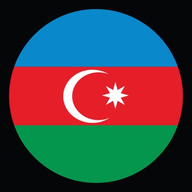 Çember rozet Azerbaycan bayrak vektör çizimi izole edildi. Asya 'nın ulusal sembolü. Vatansever işareti. Yuvarlak amblem Azerbaycan bayrağı.