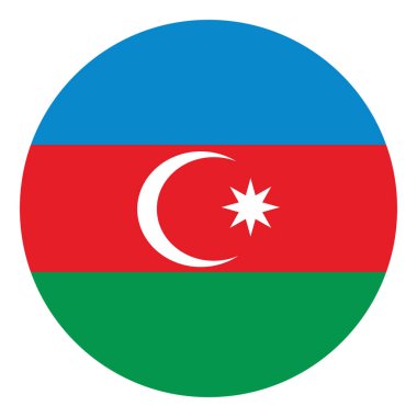 Çember rozet Azerbaycan bayrak vektör çizimi izole edildi. Asya 'nın ulusal sembolü. Vatansever işareti. Yuvarlak amblem Azerbaycan bayrağı.