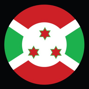 Daire rozeti Burundi bayrak vektör çizimi izole edildi. Afrika 'da devlet. Ulusal sembol. Vatansever işareti. Roundel Burundi bayrak amblemi bayrağı.