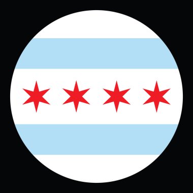 Chicago bayrak rozeti vektör çizimi izole edildi. Chicago şehir bayrağı, Louisiana eyaleti, ABD. Vatansever işareti. Ulusal sembol. Roundel Chicago bayrak amblemi bayrağı.