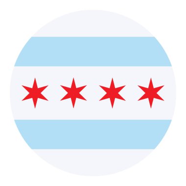 Chicago bayrak rozeti vektör çizimi izole edildi. Chicago şehir bayrağı, Louisiana eyaleti, ABD. Vatansever işareti. Ulusal sembol. Roundel Chicago bayrak amblemi bayrağı.