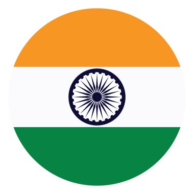 Daire rozeti Hindistan bayrağı vektör çizimi izole edildi. Hindistan 'ın ulusal sembolü, vatansever işareti. Hindistan arması amblem bayrağı. Bayrak üzerinde Heraldik blazon.