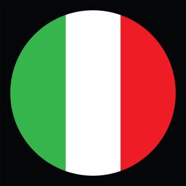 Çember rozet İtalyan bayrak vektör çizimi izole edildi. Ulusal sembol İtalya bayrağı düğmesi, Avrupa ülkesi, AB üyesi. Vatansever işareti. Roundel İtalya bayrak amblemi bayrağı.