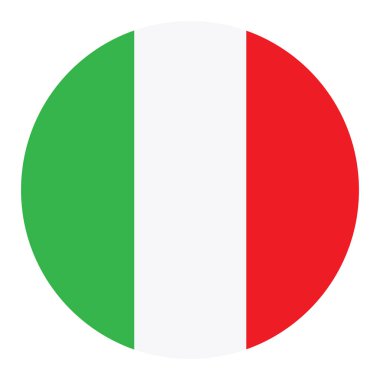 Çember rozet İtalyan bayrak vektör çizimi izole edildi. Ulusal sembol İtalya bayrağı düğmesi, Avrupa ülkesi, AB üyesi. Vatansever işareti. Roundel İtalya bayrak amblemi bayrağı.