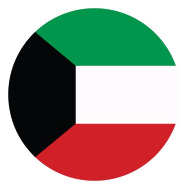 Çember rozet Kuveyt bayrak vektör çizimi izole edildi. Asya 'da. Orta Doğu ülkesi. Roundel Kuveyt bayrak amblemi bayrağı. Ulusal sembol. Vatanseverlik işareti.