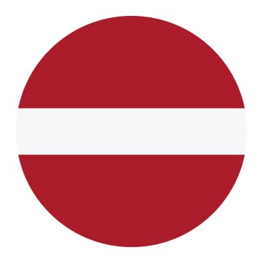 Çember rozet Letonya bayrağı vektör çizimi izole edildi. Avrupa devleti. AB ülke ulusal sembolü. Roundel Letonya bayrak amblemi bayrağı.
