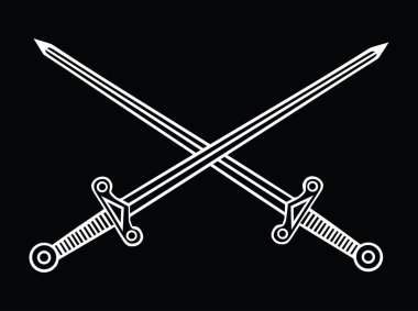 Arka planda çapraz kılıç vektör çizimi izole edildi. Geleneksel hanedan sembolü. Hindistan askeri bayrak unsurunun arması.. 