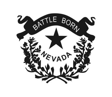 Nevada arması siluet çizimi izole edildi. Nevada eyaleti arması, ülke sembolü. Amerika Birleşik Devletleri. Heraldic Nevada COA işareti.