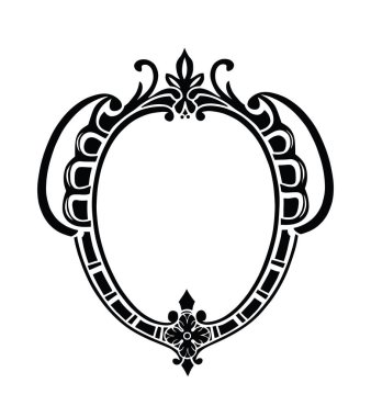Klasik klasik ayna çerçeve vektör silueti çizimi arka planda izole edildi. Sardunya elementinin arması.