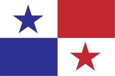 Panama bayrak vektör çizimi arka planda izole edildi. Orta Amerika eyaleti. Panama Ulusal Sembolü. 