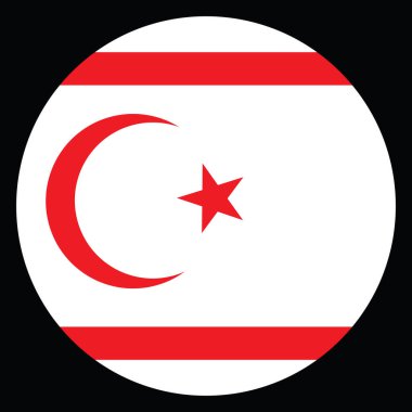 Çember rozeti Kuzey Kıbrıs bayrağı vektör çizimi izole edildi. Türkiye 'deki Kıbrıs adasının bir parçası. Yarım ay ve yıldız, İslam milli sembolü. Roundel Kuzey Kıbrıs bayrağı amblemi.