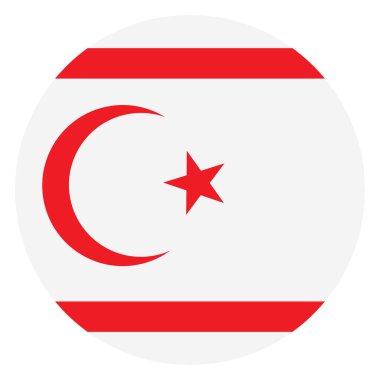 Çember rozeti Kuzey Kıbrıs bayrağı vektör çizimi izole edildi. Türkiye 'deki Kıbrıs adasının bir parçası. Yarım ay ve yıldız, İslam milli sembolü. Roundel Kuzey Kıbrıs bayrağı amblemi.
