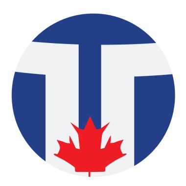 Circle badge Toronto flag button vector illustration isolated, Canada town symbol banner. Toronto city flag roundel emblem isolated. clipart