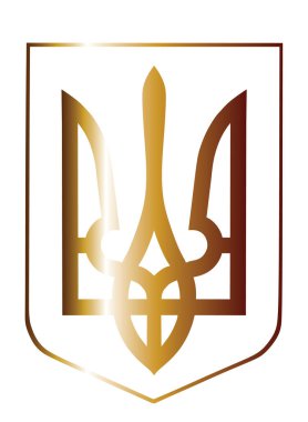Ukrayna altın arması siluet, mühür, ulusal amblem, beyaz arka planda izole. Ukrayna 'nın Vektör Paltosu. Ukrayna arması.