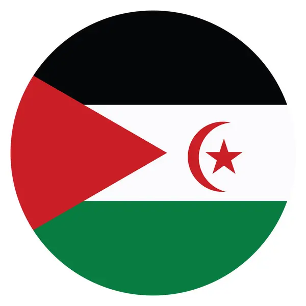 stock vector Circle badge Western Sahara flag roundel vector illustration isolated. Sahrawi flag button, Arab Democratic Republic national symbol. State in Africa.