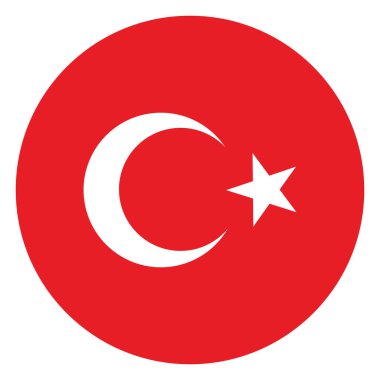 Çember rozet hindi bayrağı vektör çizimi izole edildi. Türk ulusal sembolü. Yarım ay ve yıldız, İslami geleneksel işaret. Hindi bayrağı amblemi. Asya 'da ve Avrupa' da.