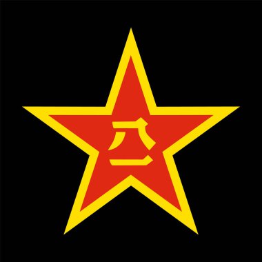 Çin Cumhuriyeti silahlı kuvvetleri vektör illüstrasyonunu izole etti. Kara birlikleri, piyadeler, donanma, havacılık. Çin askeri bayrağının ulusal sembolü. Çin askeri arması amblemi.