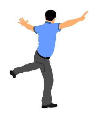 Dansçı adam beyaz arka planda izole edilmiş hasapiko vektör çizimi oynuyor. Yunan Evzone dansı. Geleneksel halk dansı. Geleneksel Balkan Yunanistan folkloru. Sirtaki, şurup. Düğün dansı..