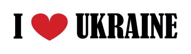 Ukrayna amblemi, kalp taşıyıcı illüstrasyonunu izole edilmiş seviyorum. Ukrayna rozetini destekleyin. Vatansever Ukrayna çıkartması, ulusal sembol. Avrupa devleti.
