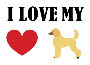 Fransız kanişi tişört baskısı amblem pankartına bayılırım. Köpeğin portresi Fransız kaniş etiketi vektör illüstrasyonu izole edildi. Köpeğe dikkat et. İnsanların en iyi dostu sevimli evcil hayvan. Komik küçük köpek maskotu..