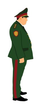 Üniformalı vektör çizimi yapan ordu subayı beyaz arka planda izole edilmiş. Rus General Marshal. Vatansever asker komutanı. Bataklık subayı tören alayı. Askeri geçit cesur kahraman..