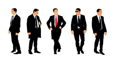 Korumalar görev başında. Nöbetçiler VIP 'nin vektör illüstrasyonunu izole edin. İş adamı başkan eskortu. Ajanlar suikast hedefine karşı politikacı müşteri güvenliğini sağlarlar..