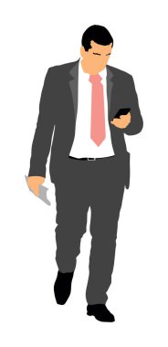 Cep telefonu konuşma vektör çizimi yapan bir işadamı izole edildi. Süit kravatlı yakışıklı adam. Zarif erkek, meşgul yönetici. Yuppie ofis dışındaki müşterileriyle görüşüyor. İş sözleşmesi iletişimi.