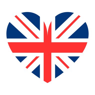 Amblem kalp bayrağı Büyük Britanya rozet çizimi izole edildi. Vatansever Birleşik Krallık çıkartması, ulusal sembol. Avrupa Birleşik Devletleri.