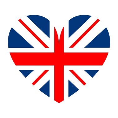Amblem kalp bayrağı Büyük Britanya rozet çizimi izole edildi. Vatansever Birleşik Krallık çıkartması, ulusal sembol. Avrupa Birleşik Devletleri.