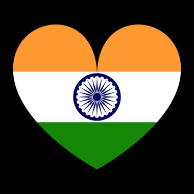 Kalp amblemi. Hindistan rozet çizimi izole edildi. Vatansever Hindistan etiketi, ulusal sembol. Asya devleti.