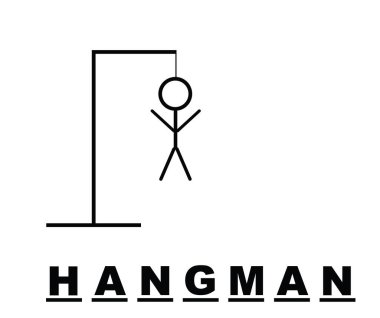 Cellat oyunu vektör çizimi beyaz arkaplanda izole edildi. Asılan adam tahmin et oyun ikonu hattı hatları. Strateji tahmini. İnsan vücudu ipte. Kelime oyunu elle çizilmiş çocuk oyunu.