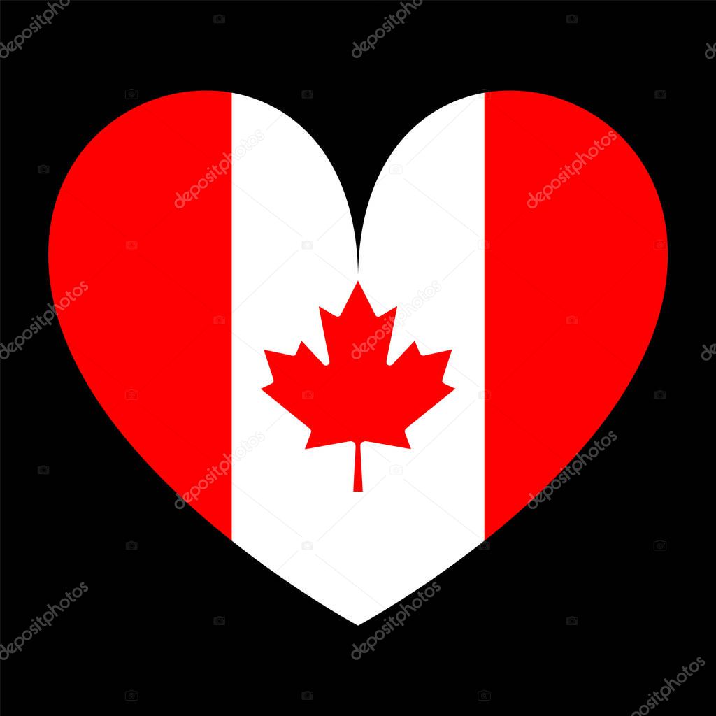 Emblem banner heart flag Canada badge vector illustration isolated. Patriotic Canada sticker, national symbol.