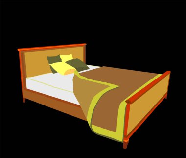 Ev yatağı çizimi izole edildi. Oturma odası mobilyaları dinlenmek ve uyumak için..