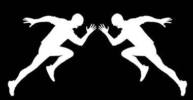 Yarış vektörü siluetinde spinter koşucusu izole edildi. Shape hızlı koşan sporcu. Sporcu adam hızlı koşu yapıyor. Gölge Sporcusu yarışmada patlayıcı başladı.