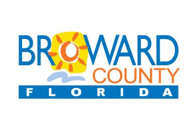 Broward County bayrak illüstrasyonu izole edilmiş, Florida eyaleti, ABD 'nin Miami metropolitan bölgesinde. Amblem pankartı Broward County sembol etiketi.