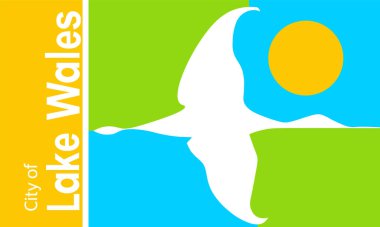 Galler Gölü bayrağı, Florida eyaleti, ABD, vektör illüstrasyonu izole edildi. Polk County 'deki amblem, Wales Gölü sembolü. Amblem bayrağı Galler Gölü Lakeland 'in bir kısmı, Kış Cenneti metropol bölgesi.