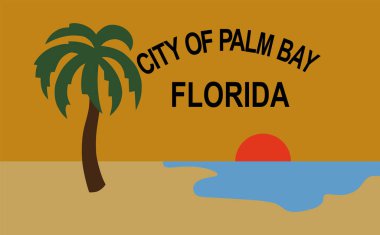 Palm Bay city flag, Florida state, USA, vector illustration isolated. Emblem banner Palm Bay symbol, city in Broward County. Emblem banner Palm Bay, Melbourne Titusville, Florida metropolitan area.